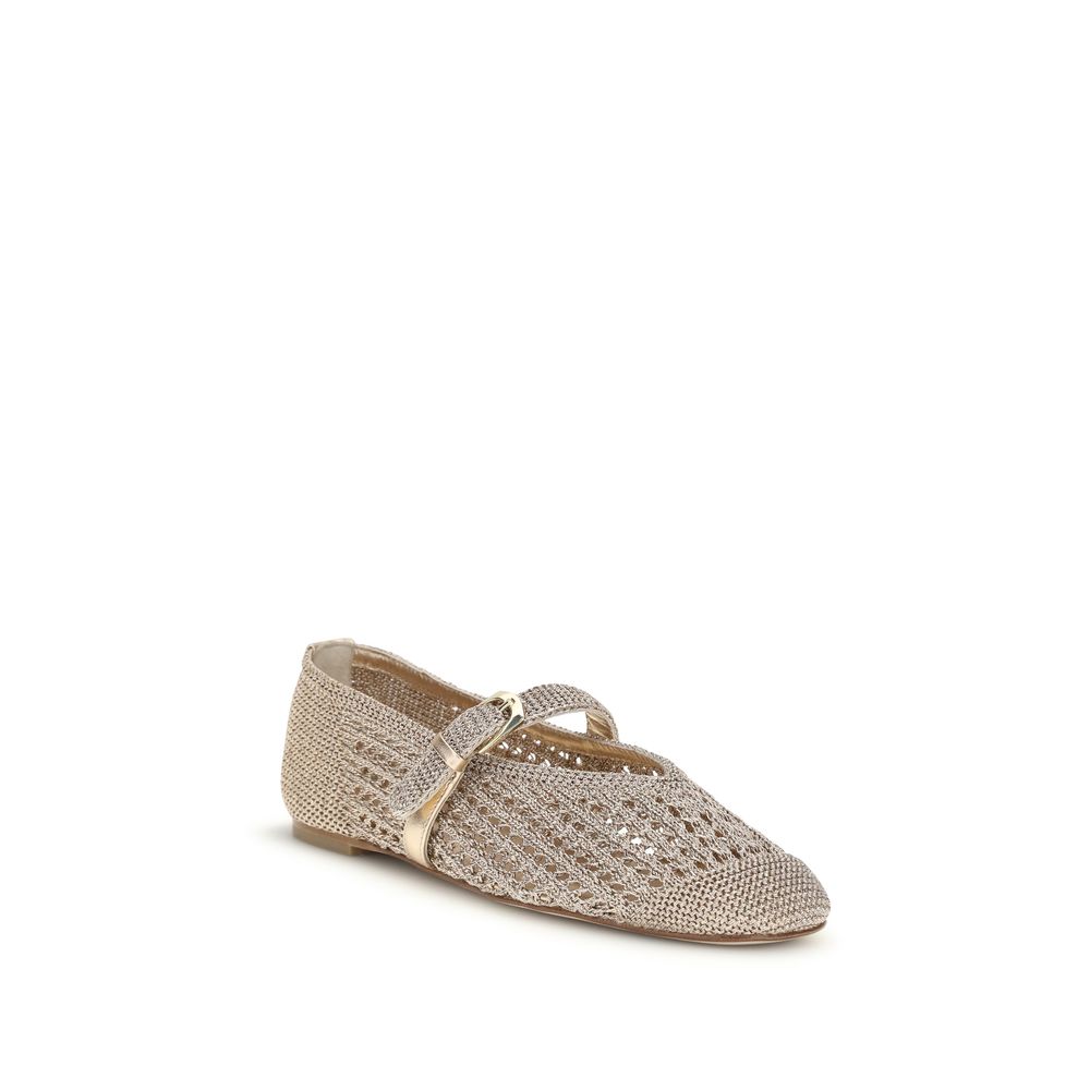 Stuart Weitzman Ballerinas aus goldenem Stoff
