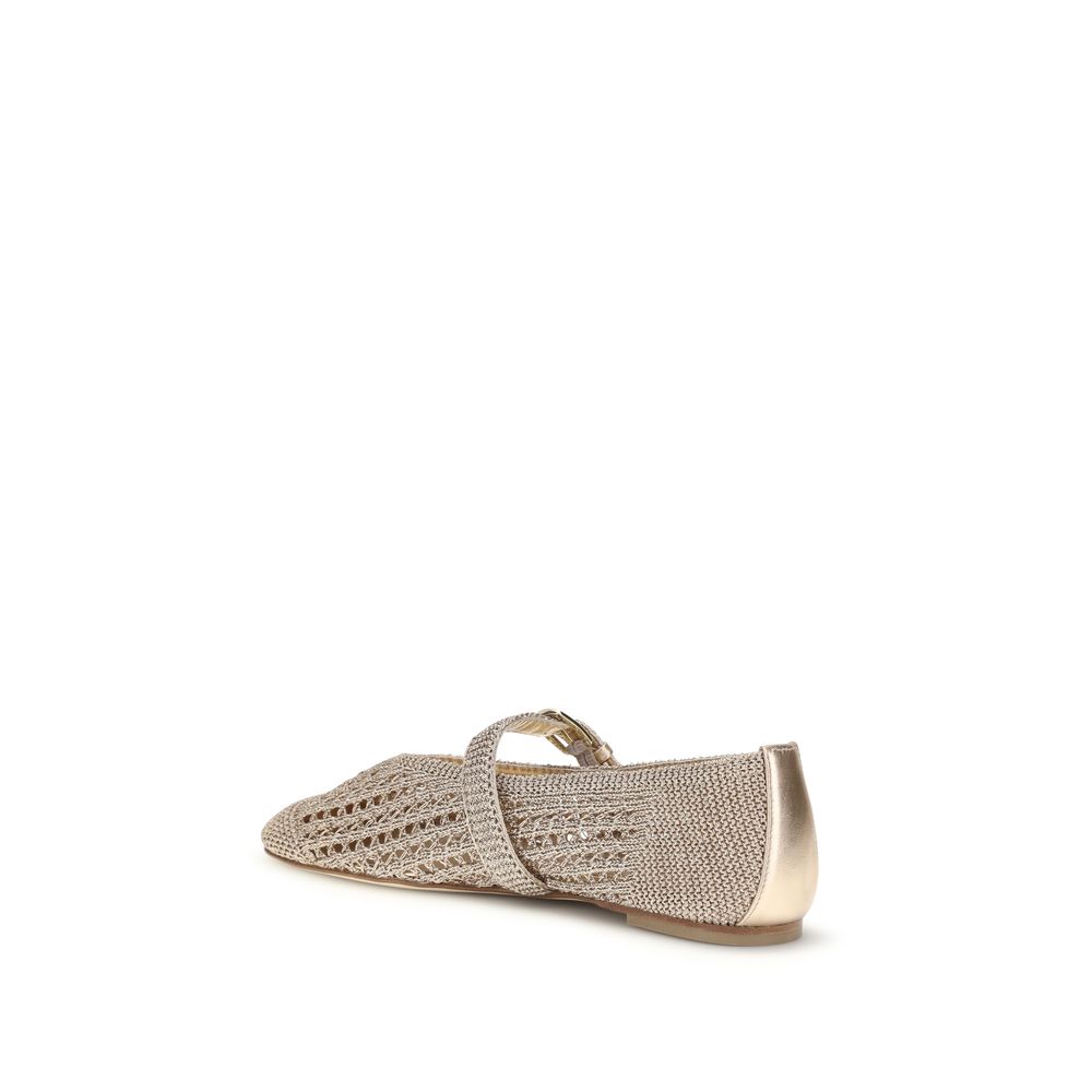 Stuart Weitzman Ballerinas aus goldenem Stoff