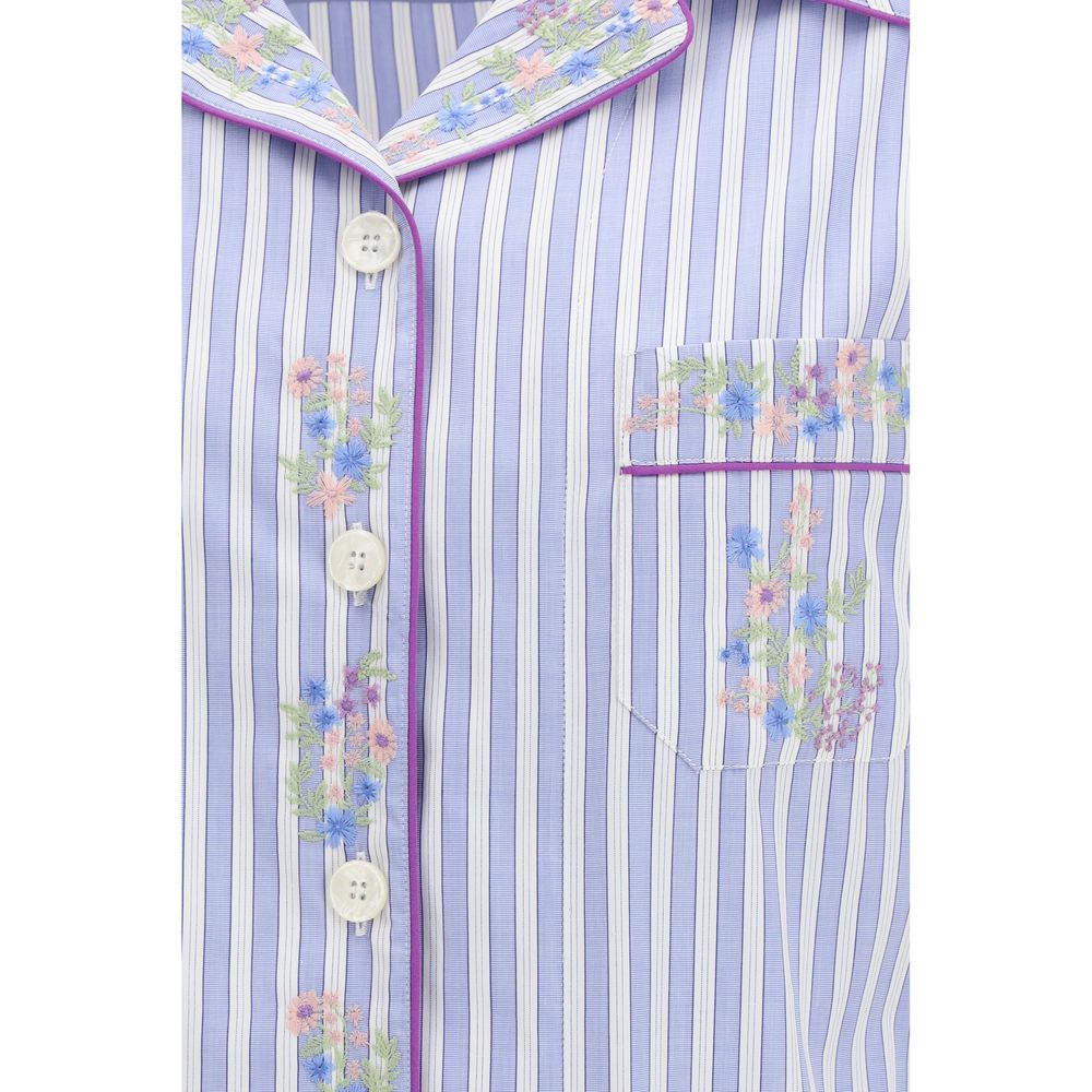 Dolce & Gabbana Blaues Baumwollhemd mit Muster