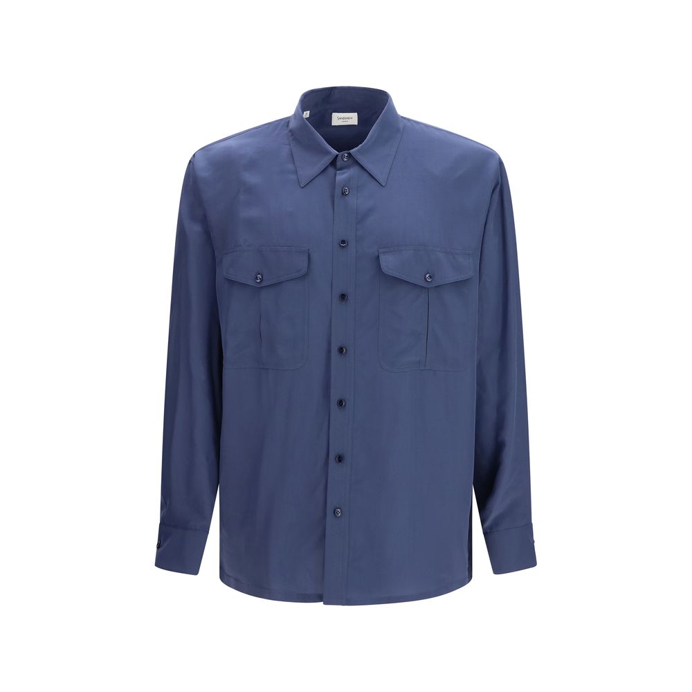 Saint Laurent Blaues Hemd aus Viskose