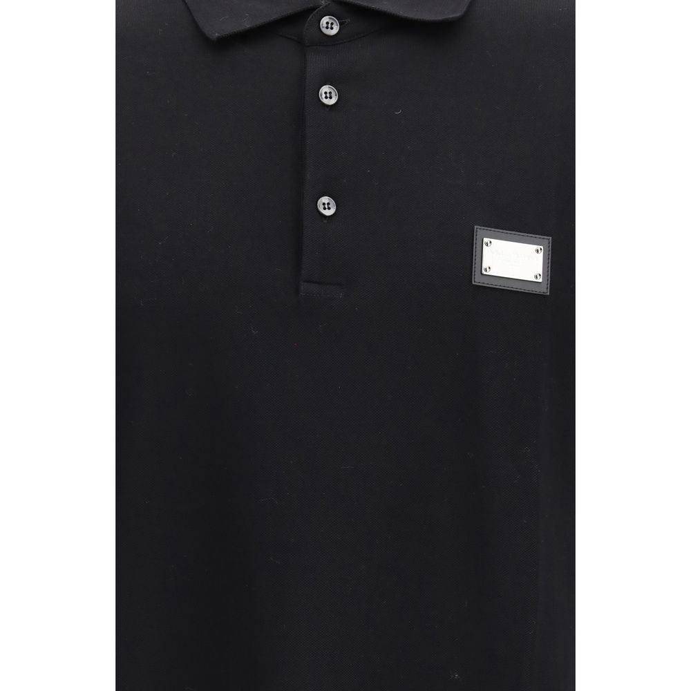 Dolce & Gabbana Schwarzes Baumwoll-Poloshirt