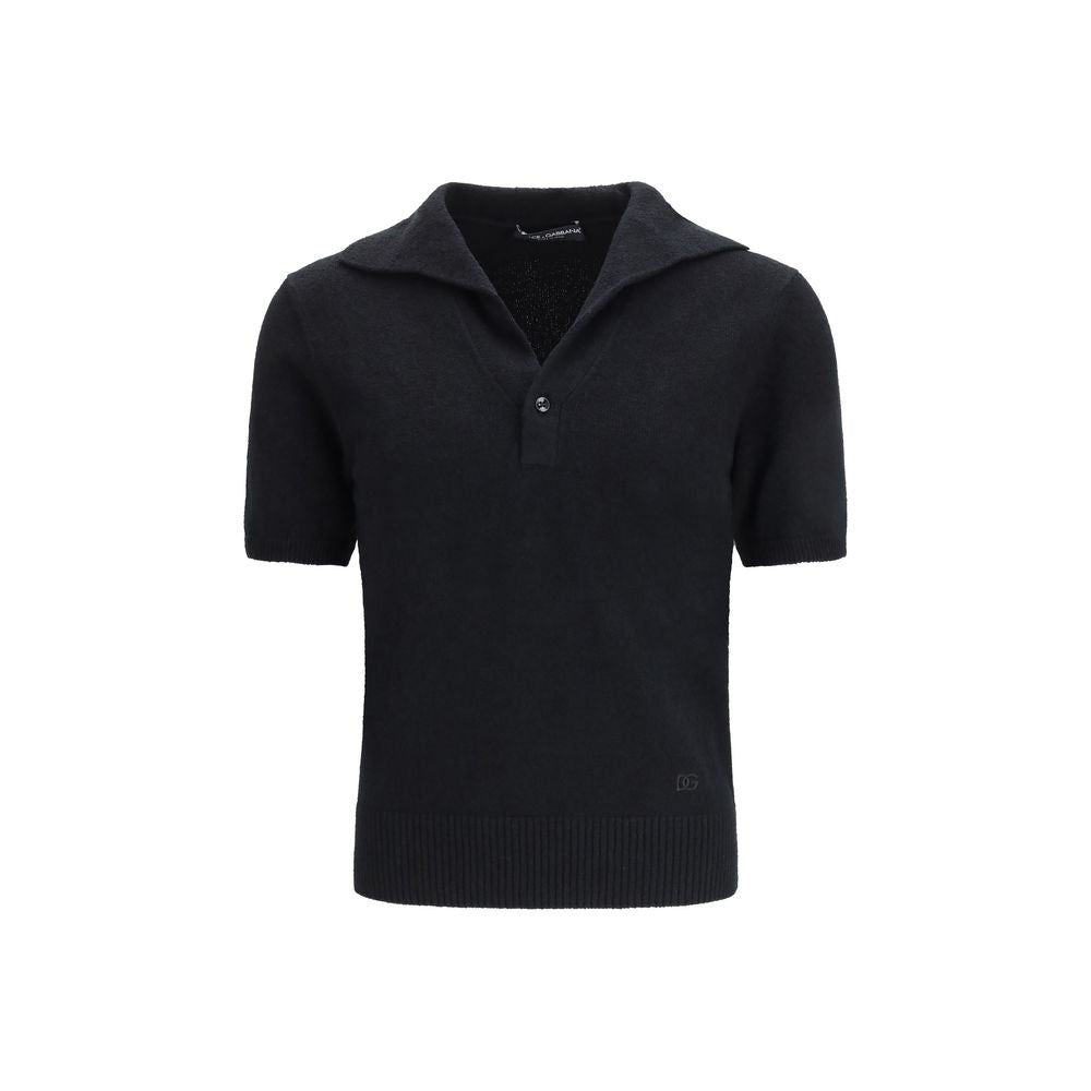Dolce & Gabbana Schwarzes Polo-Shirt aus Baumwolle