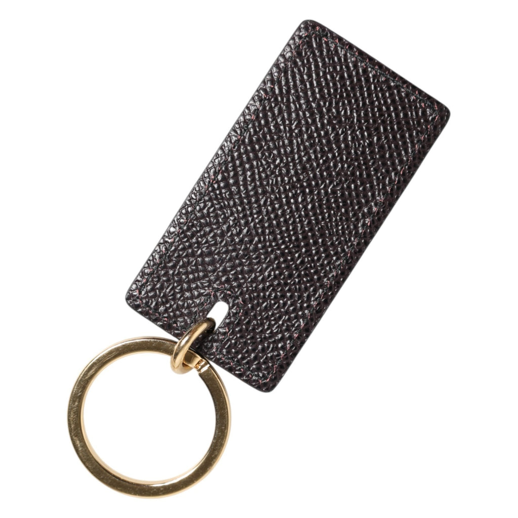 Dolce & Gabbana Schwarzer Kalbsleder-Schlüsselanhänger mit Logo-Metallring für Herren