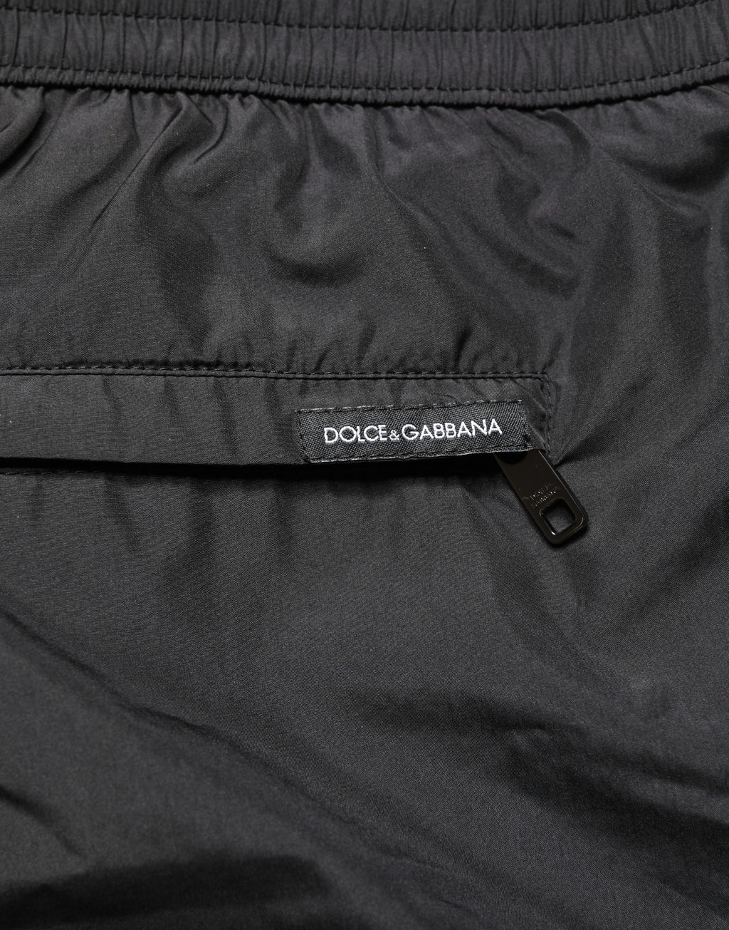 Dolce & Gabbana Schwarze Herren-Badeshorts aus Polyester mit Kordelzug