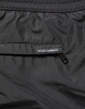 Dolce & Gabbana Schwarze Herren-Badeshorts aus Polyester mit Kordelzug