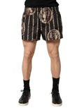 Dolce & Gabbana Black Swim Shorts with Roman Coin Print