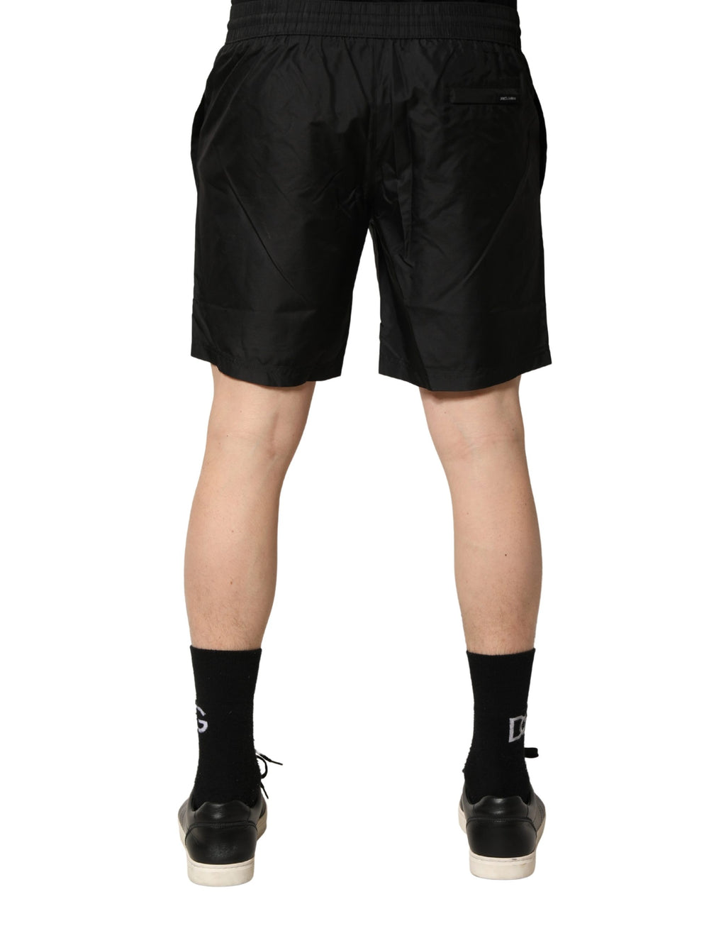 Dolce & Gabbana Schwarze Herren-Badeshorts aus Polyester mit Kordelzug