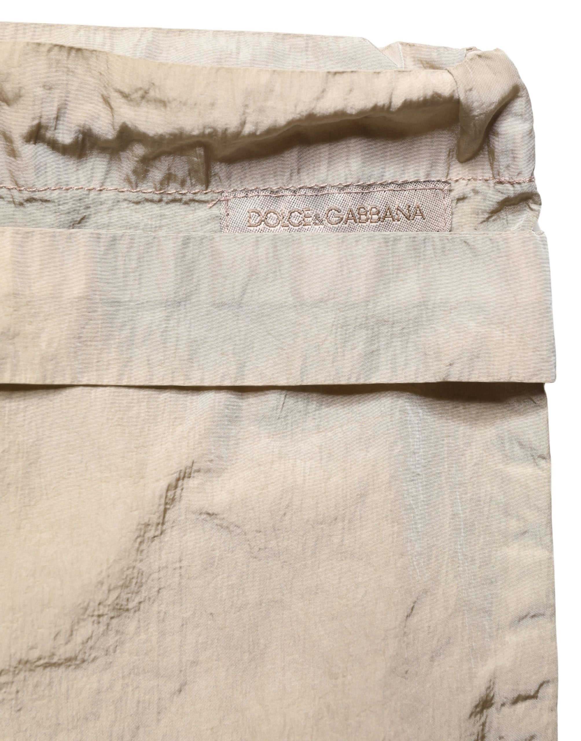 Dolce & Gabbana Braune Badeshorts aus Nylon mit Kordelzug