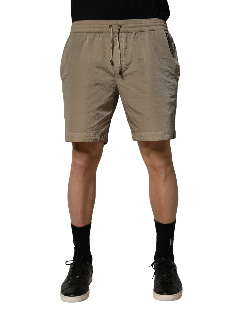 Dolce & Gabbana Braune Badeshorts aus Nylon mit Kordelzug