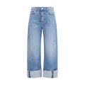 Mother Denim Blaue Cropped Jeans aus Baumwolle