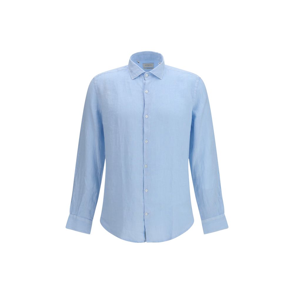 Brooksfield Blaues Leinenhemd