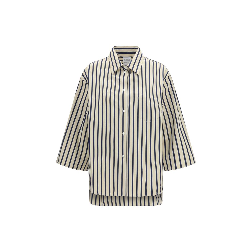 Sara Roka Blue Cotton Patterned Shirt