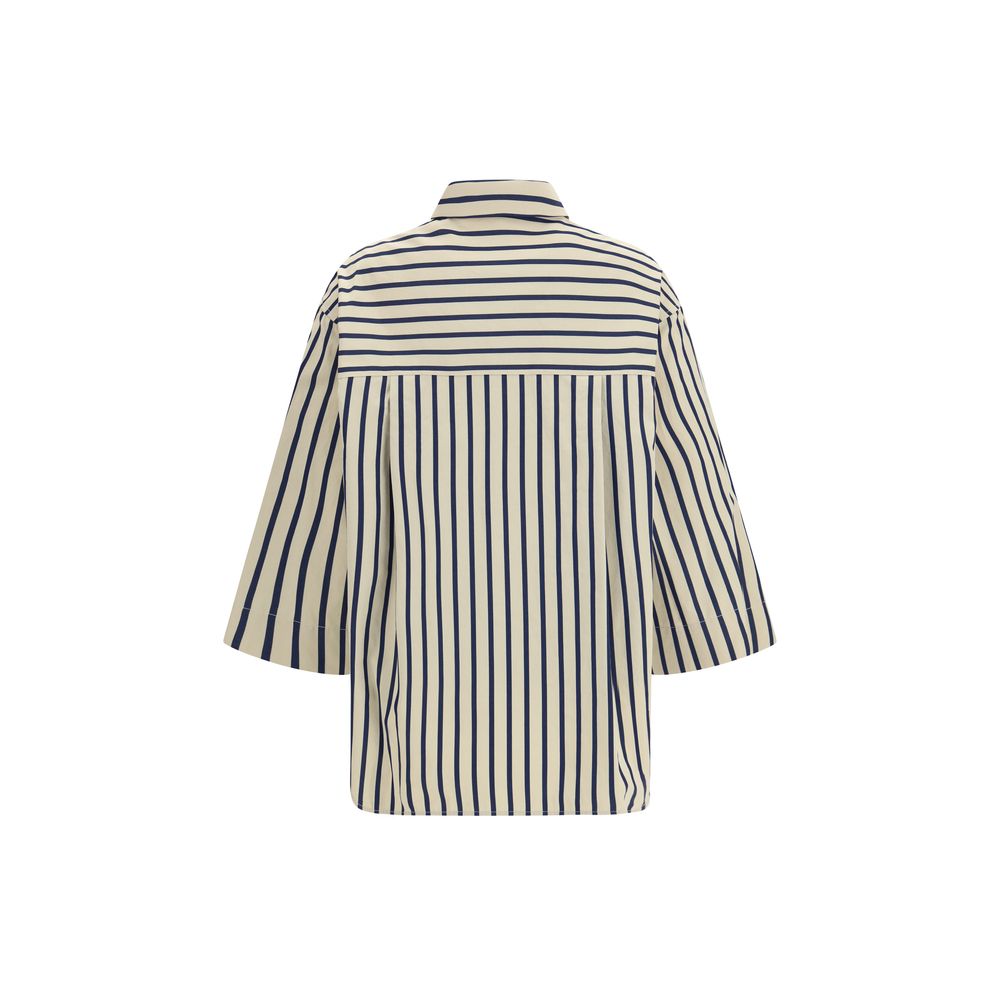 Sara Roka Blue Cotton Patterned Shirt