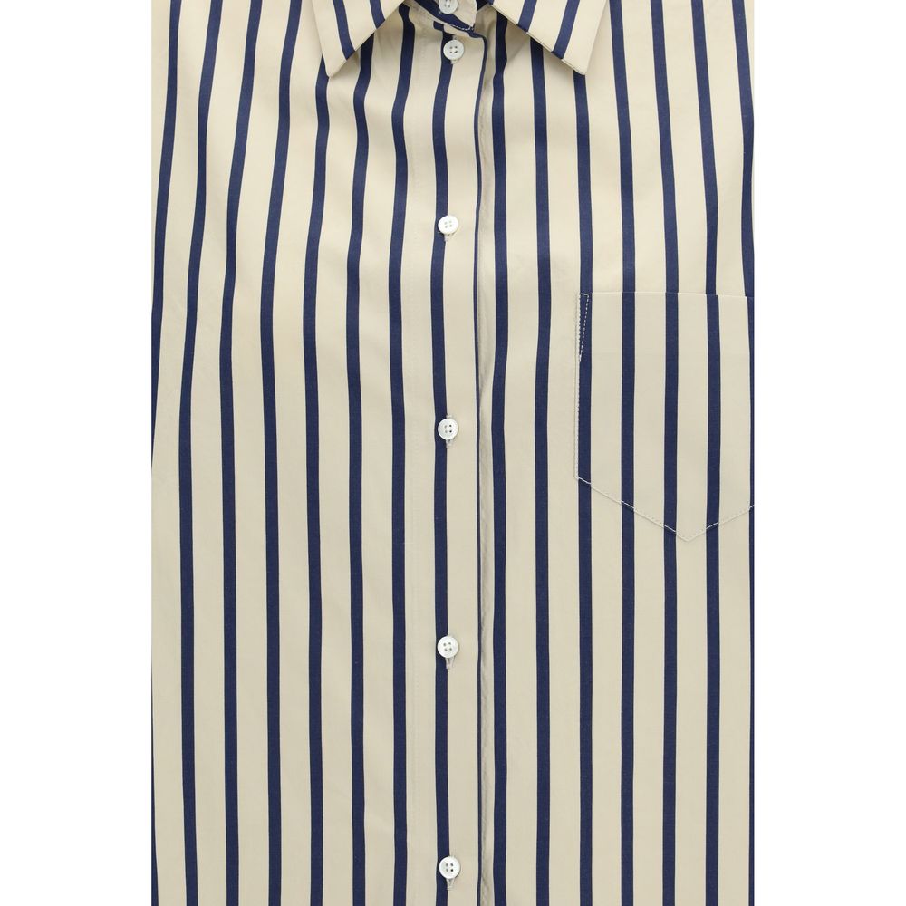 Sara Roka Blue Cotton Patterned Shirt