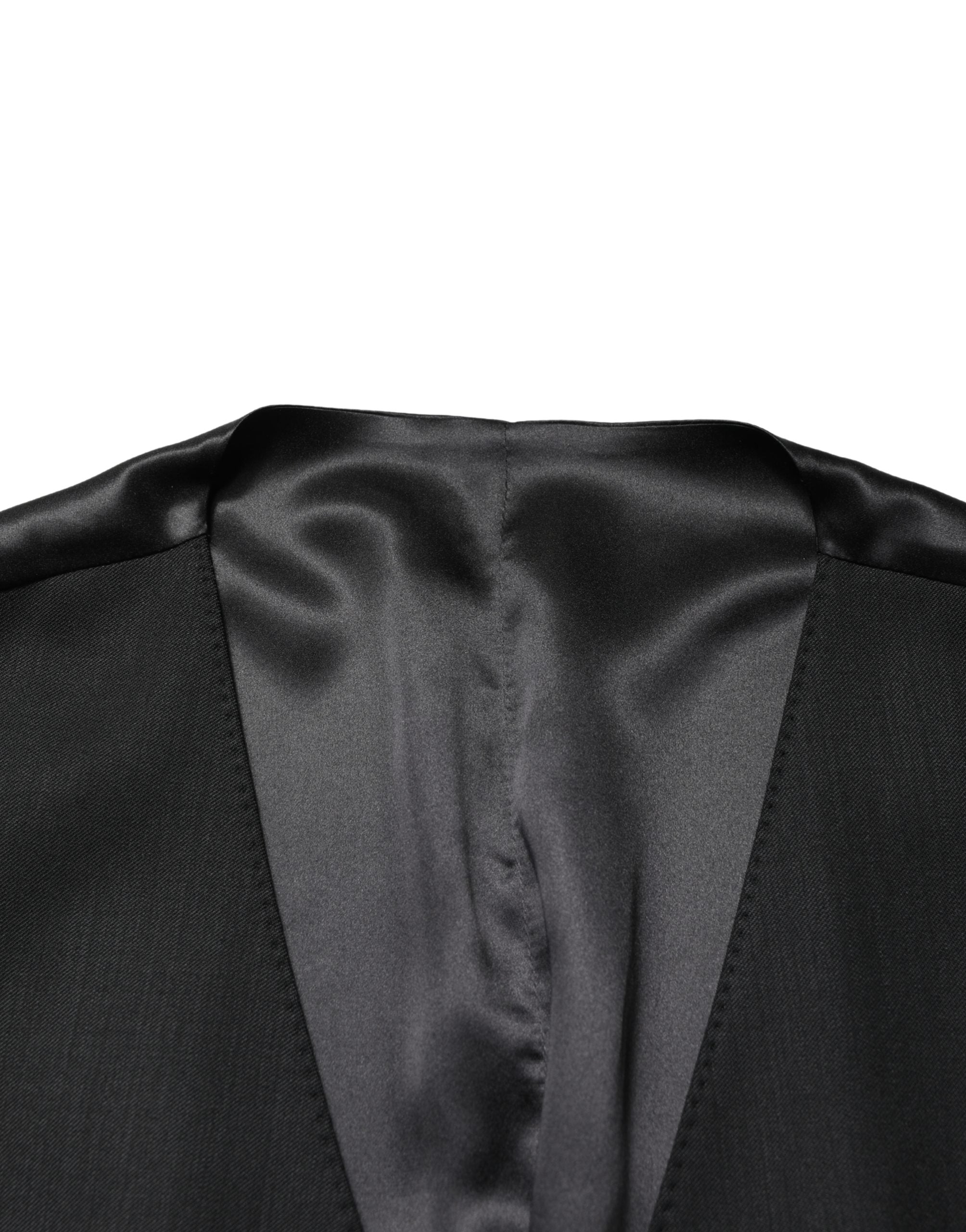 Dolce & Gabbana Schwarze Wollweste für Herren mit Einreiher