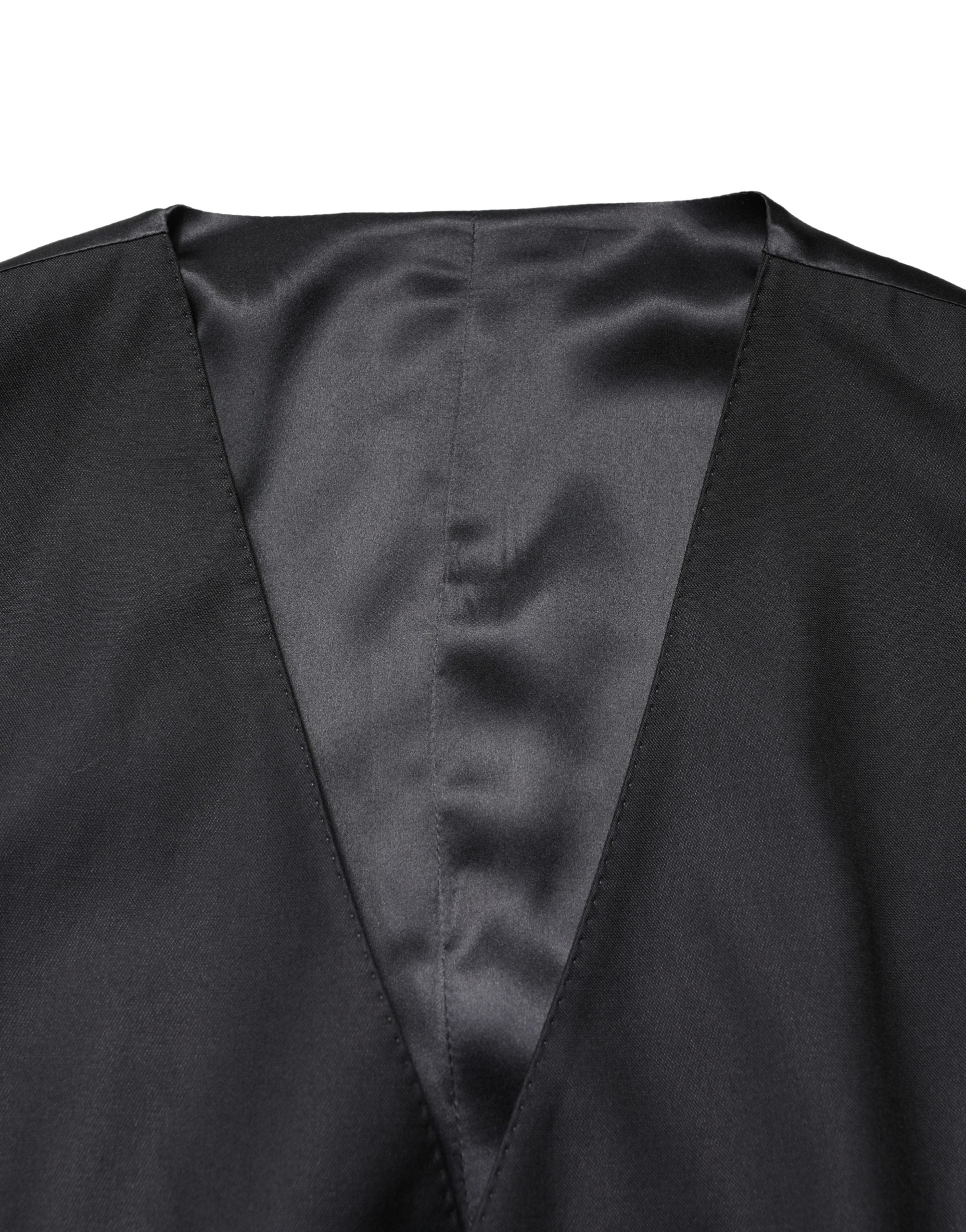 Dolce & Gabbana Schwarze Wollweste für Herren mit Einreiher