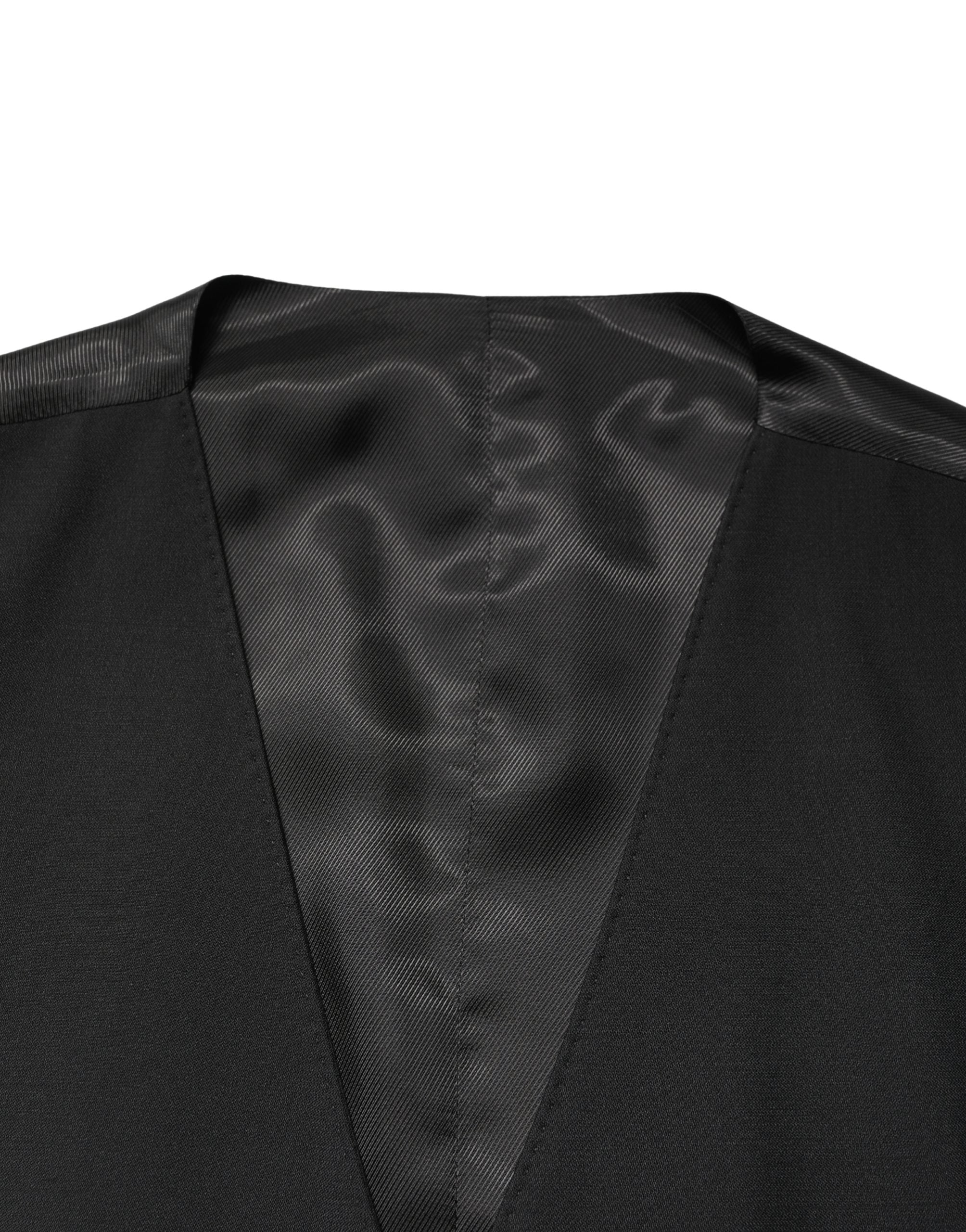 Dolce & Gabbana Schwarze Wollweste für Herren mit Einreiher