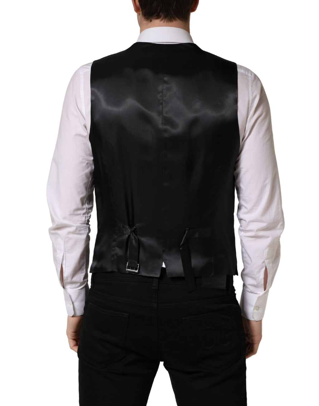 Dolce & Gabbana Schwarze Wollweste mit schmaler Passform