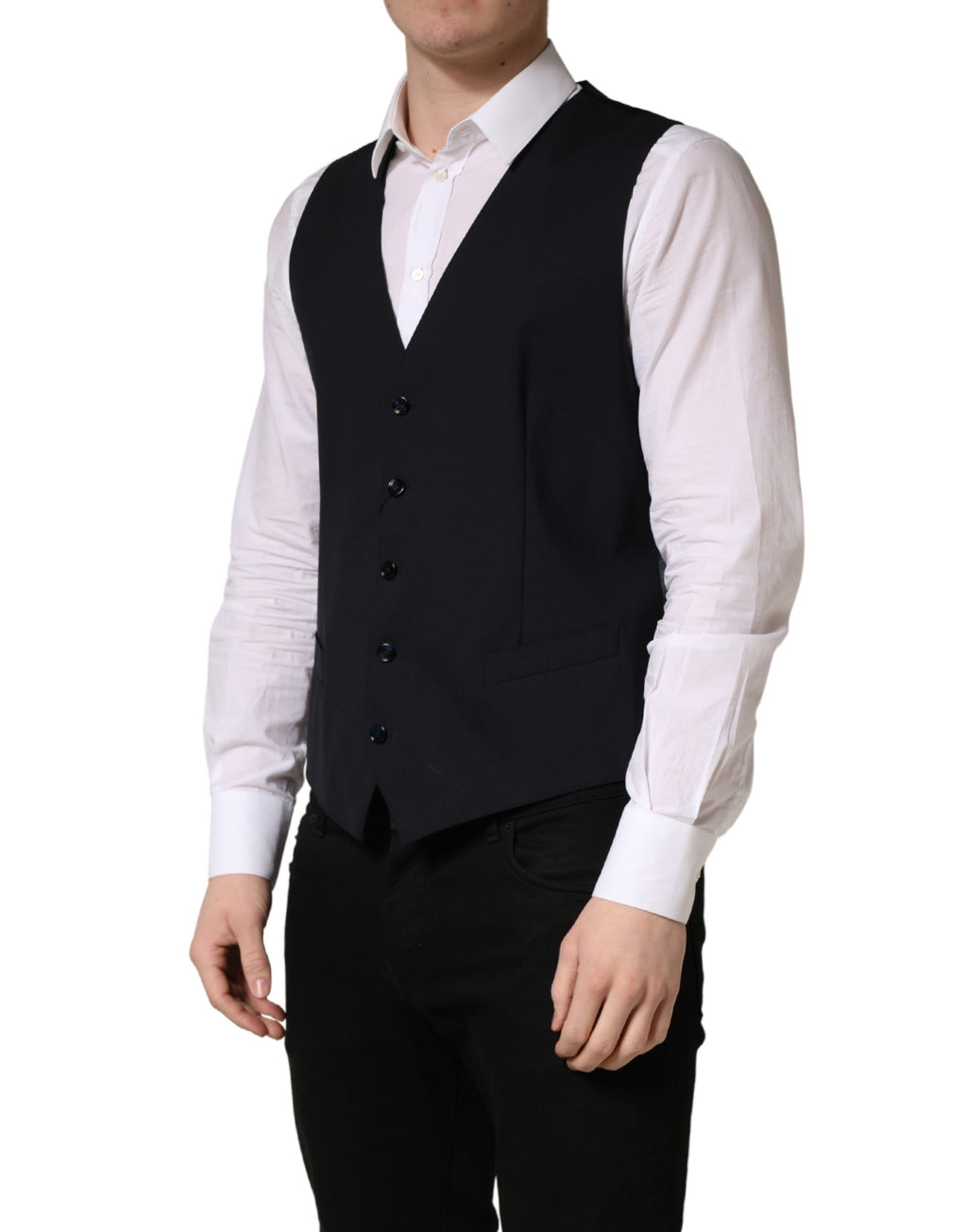 Dolce & Gabbana Schwarze Wollweste mit schmaler Passform
