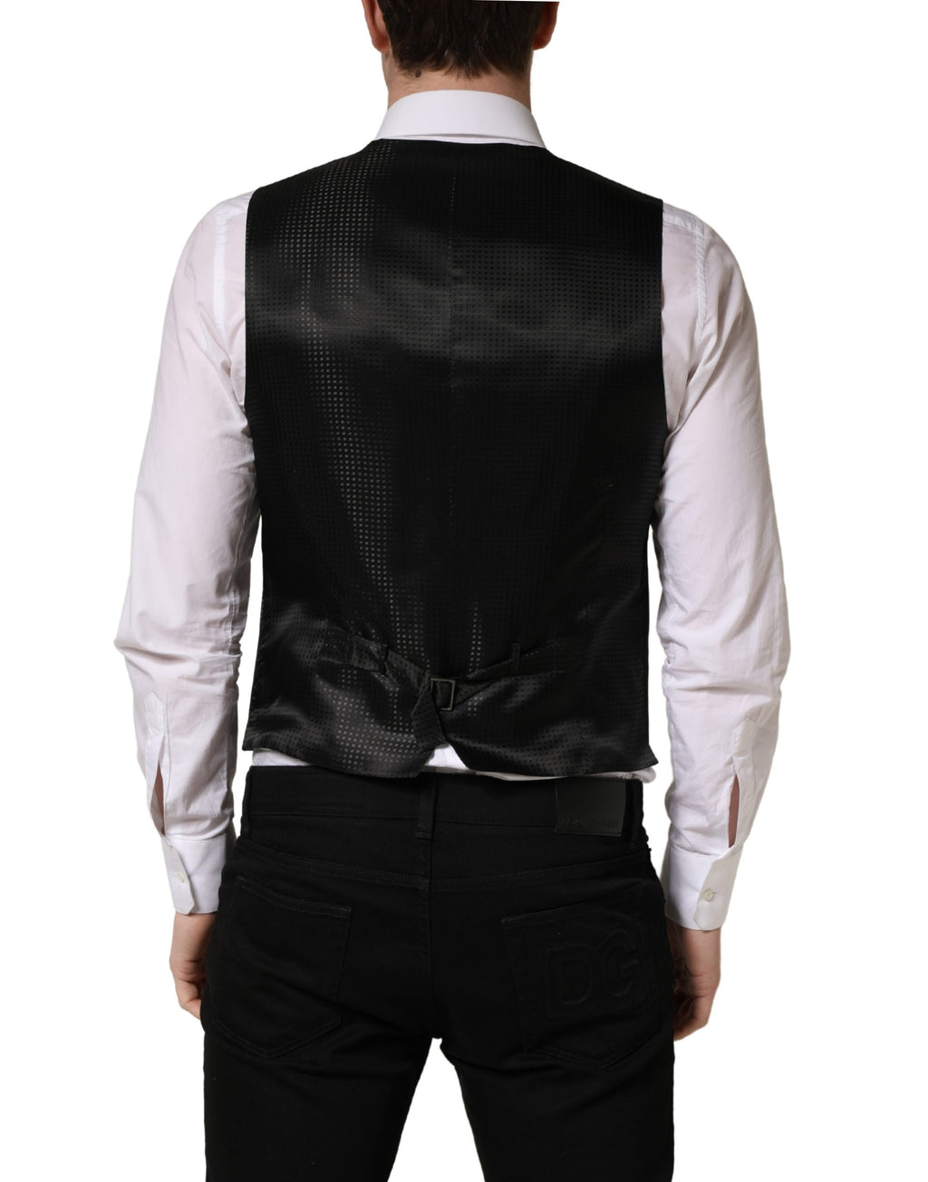 Dolce & Gabbana Schwarze Wollweste mit schmaler Passform