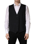 Dolce & Gabbana Schwarze Wollweste mit schmaler Passform
