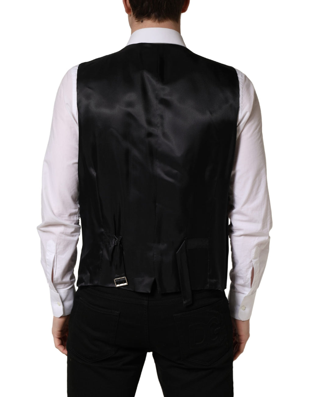 Dolce & Gabbana Schwarze Wollweste mit schmaler Passform