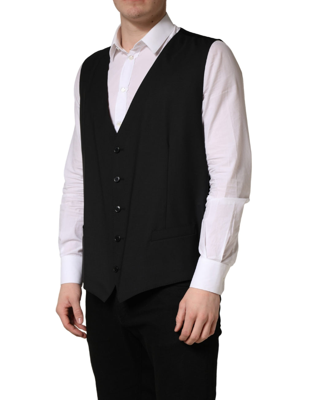 Dolce & Gabbana Schwarze Wollweste mit schmaler Passform