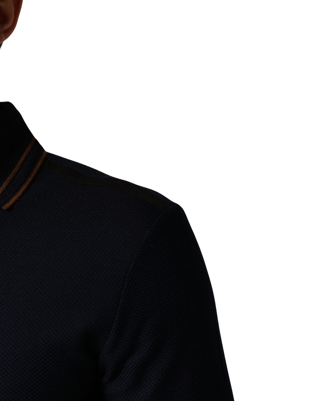 Dolce & Gabbana Dunkelblaues Kurzarm-Poloshirt aus Seide für Herren