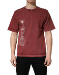 Dolce & Gabbana Maroon Print Rundhals-T-Shirt mit kurzen Ärmeln