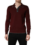 Dolce & Gabbana Maroon Re-Edition Woll-Langarmshirt