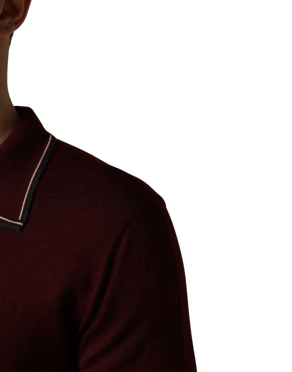 Dolce & Gabbana Maroon Re-Edition Woll-Langarmshirt