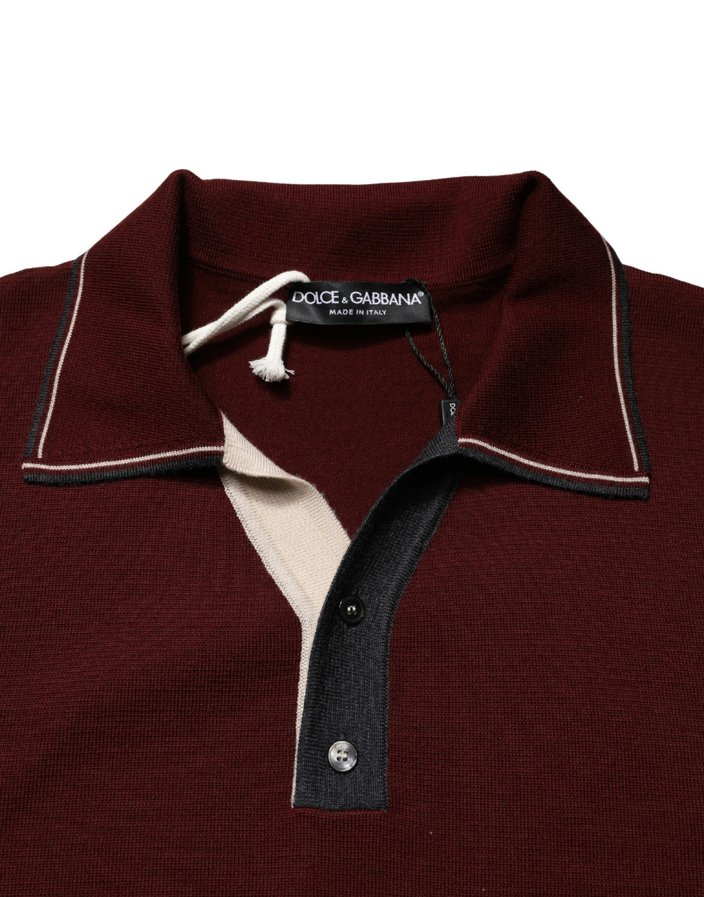 Dolce & Gabbana Maroon Re-Edition Woll-Langarmshirt