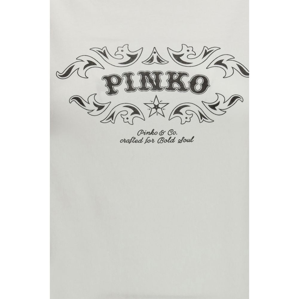 PINKO Weißes Baumwoll-T-Shirt