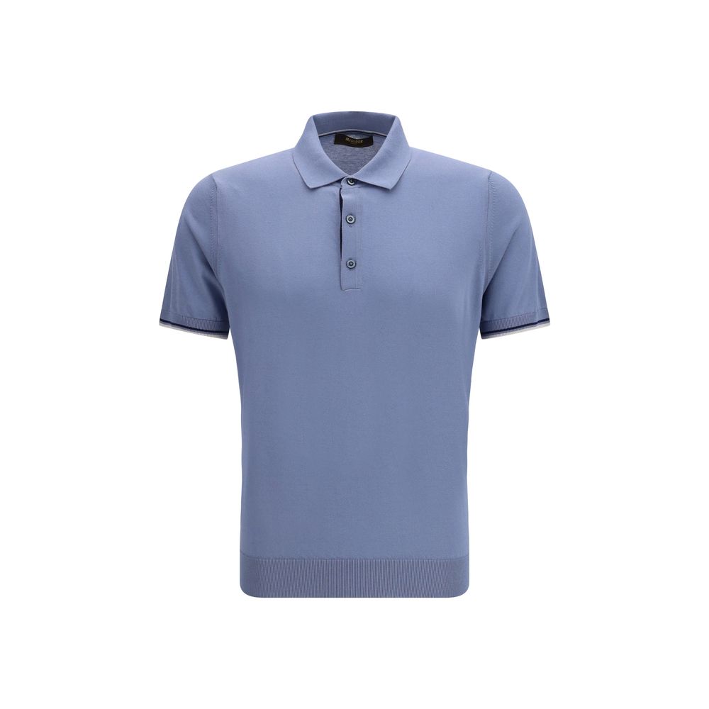 MooRER Blaues Baumwoll-Poloshirt