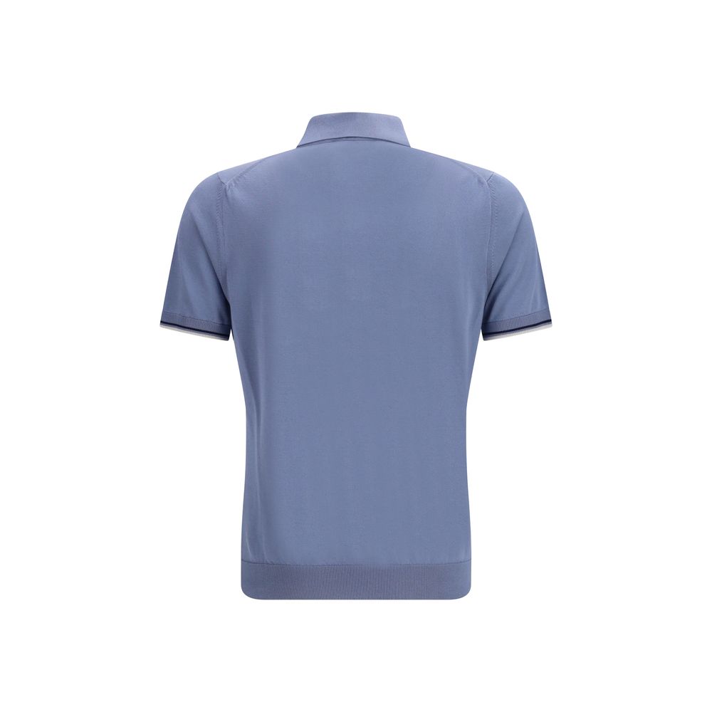MooRER Blaues Baumwoll-Poloshirt
