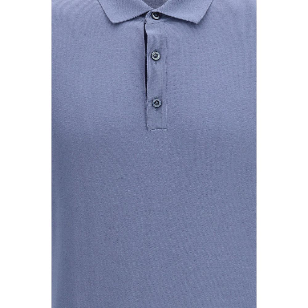 MooRER Blaues Baumwoll-Poloshirt