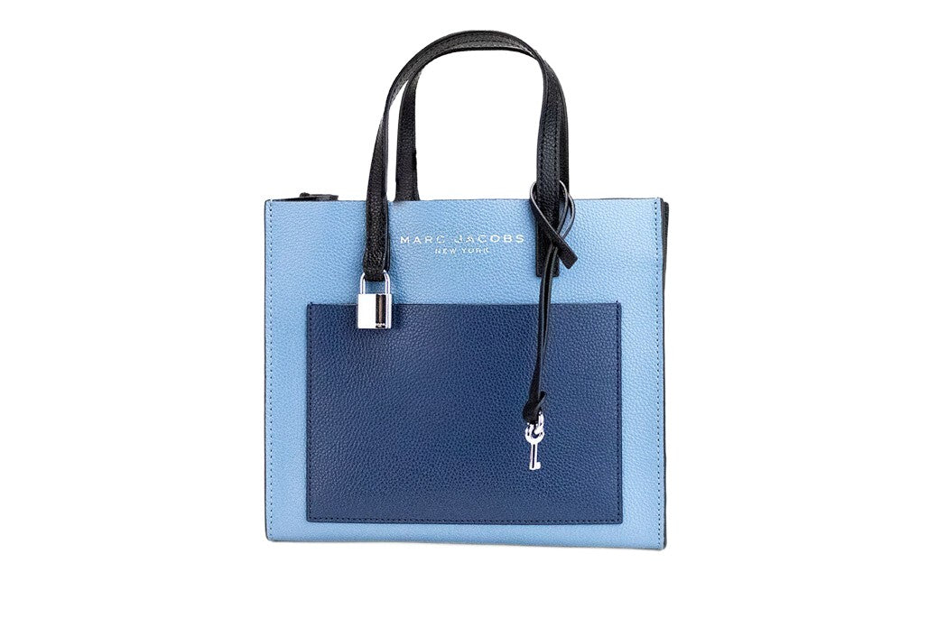 Marc Jacobs Grind Mini Blue Heaven Colorblock Leather Tote Crossbody Bag Handbag