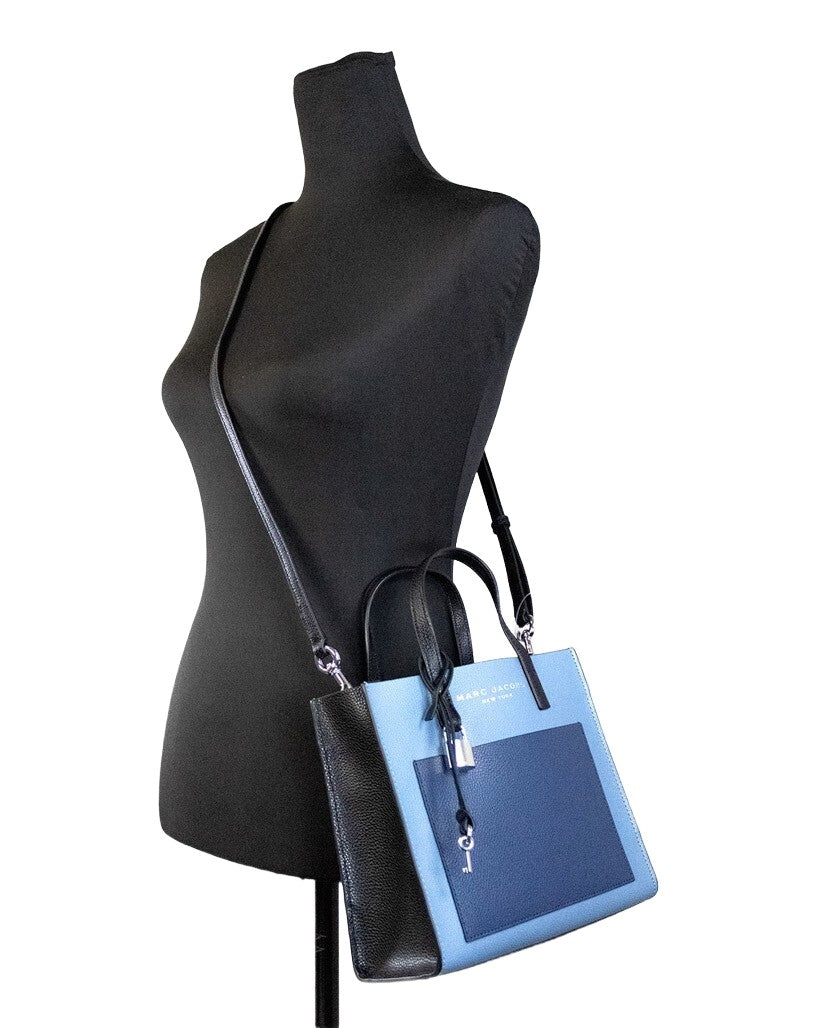 Marc Jacobs Grind Mini Blue Heaven Colorblock Leather Tote Crossbody Bag Handbag