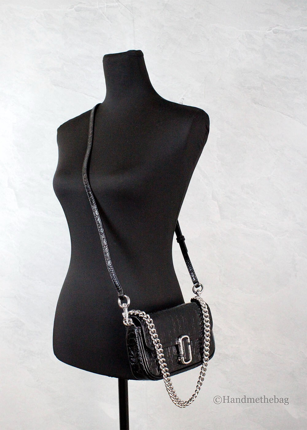 Marc Jacobs The Mini Shoulder Bag Schwarz Geprägtes Leder Umhängetasche