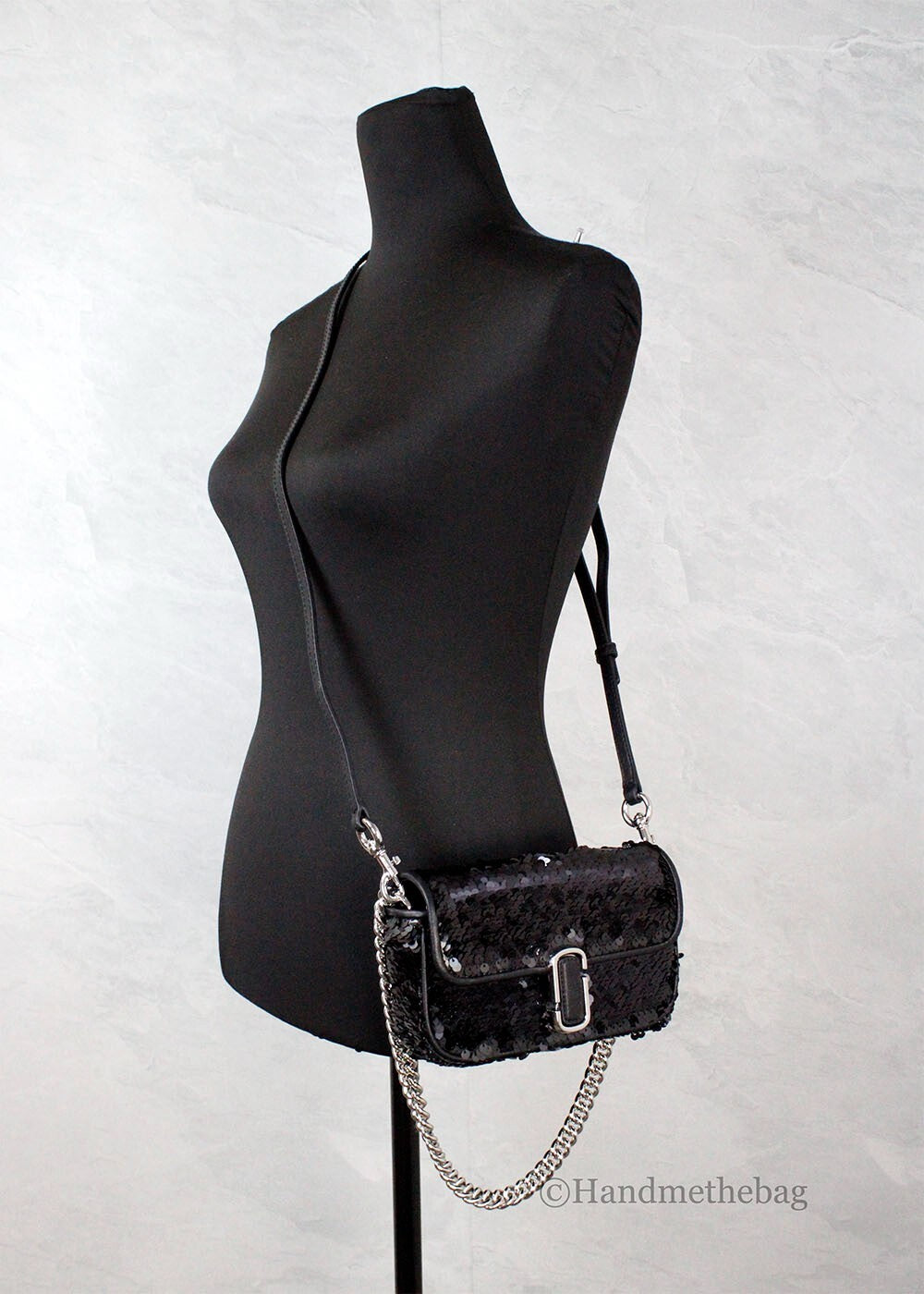 Marc Jacobs The Mini J Marc Shoulder Bag Black Sequins Crossbody Bag