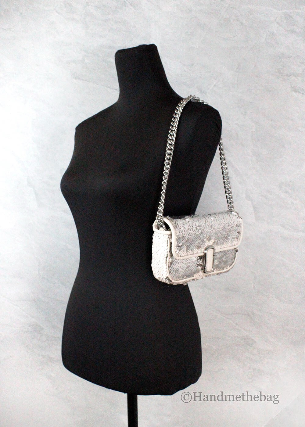 Marc Jacobs The Mini J Marc Schultertasche Creme Pailletten Umhängetasche