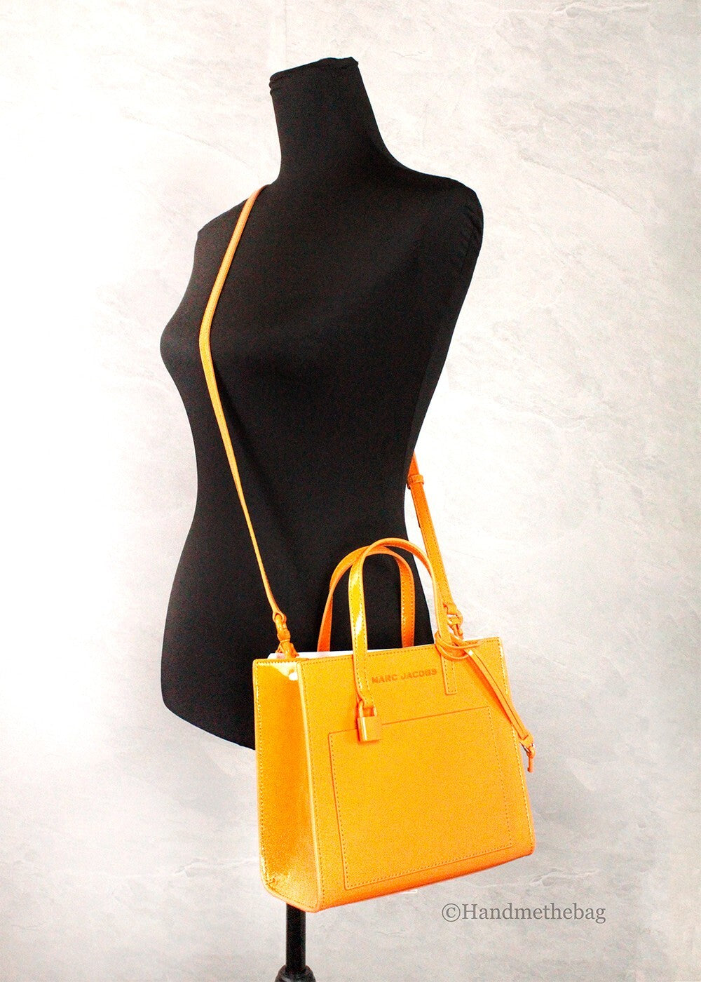 Marc Jacobs Mini Grind Bag in Burnished Patent Leather with Crossbody Strap