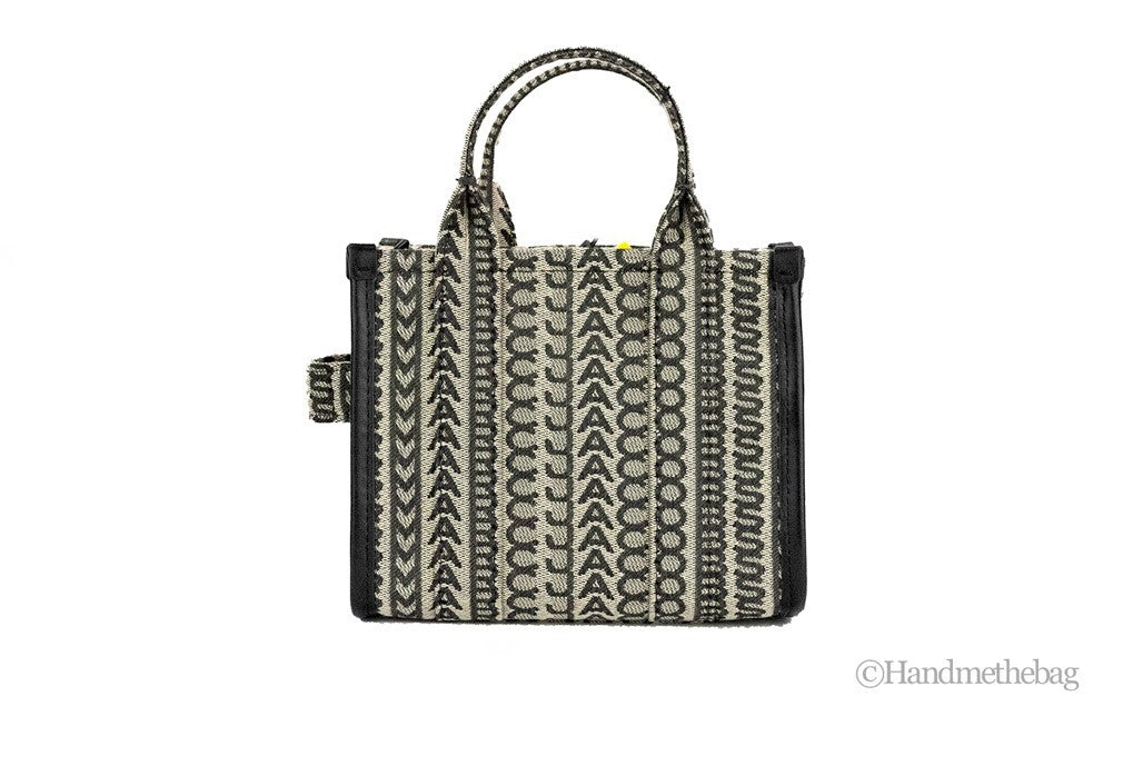 Marc Jacobs The Monogram Beige Mini Tote Handbag in Woven Jacquard Canvas with Shoulder Strap