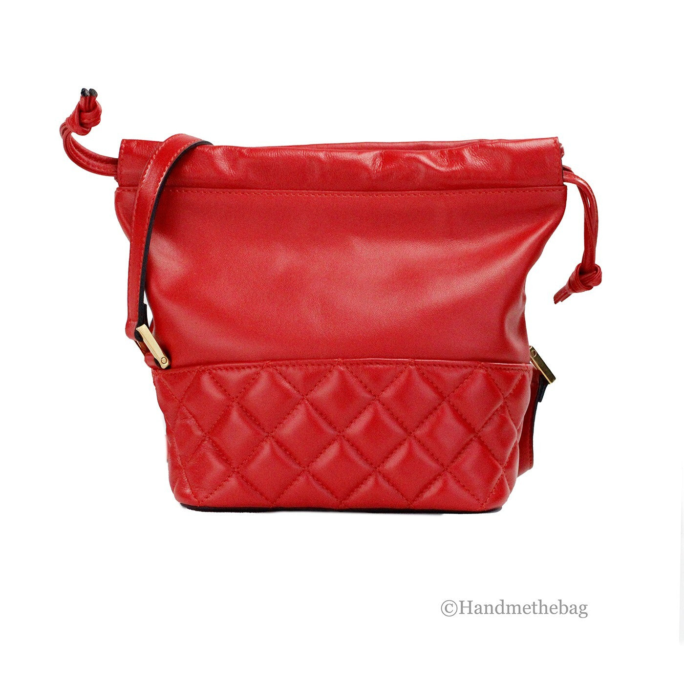 Versace Red Quilted Leather Drawstring Bucket Shoulder Bag Crossbody Bag
