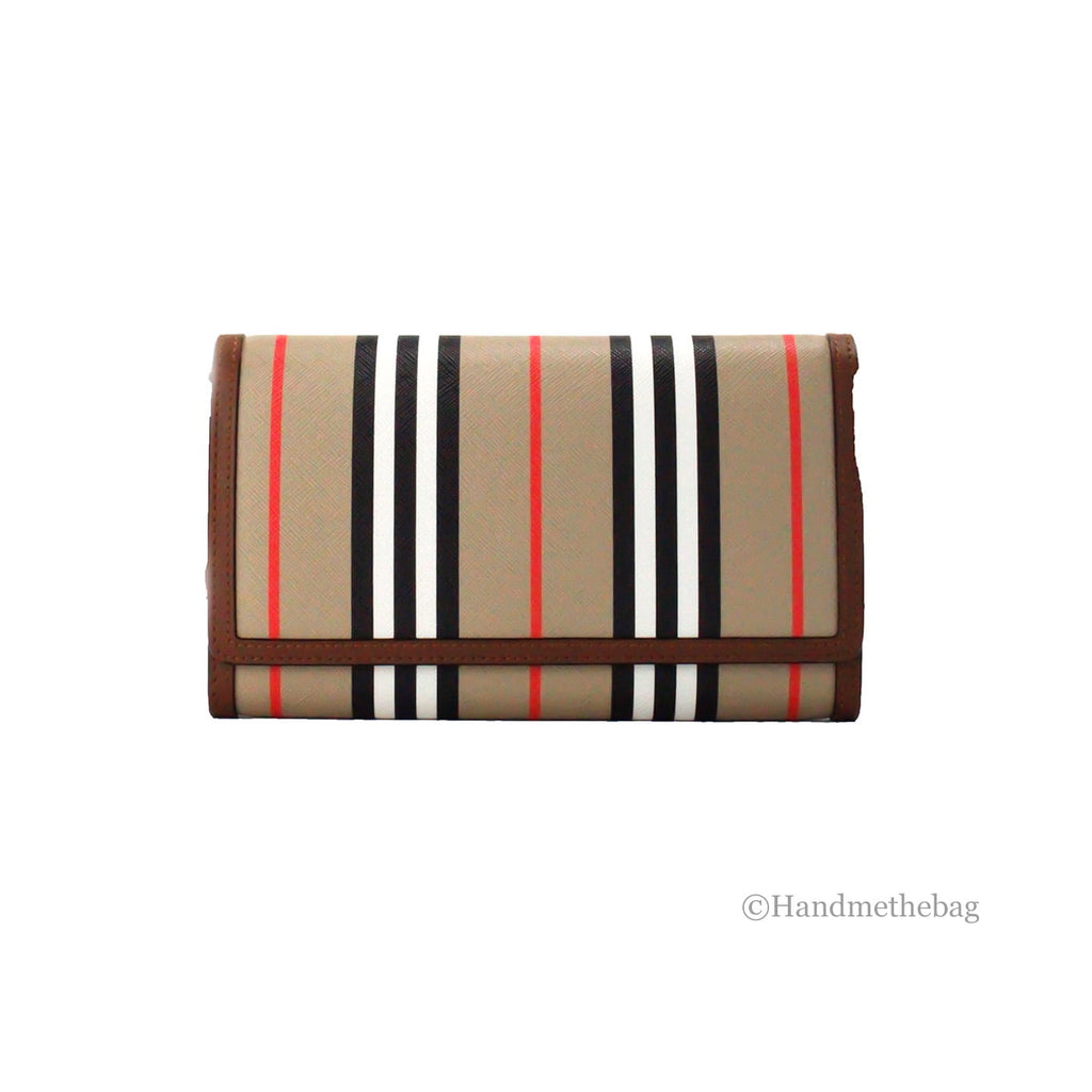 Burberry Hannah Icon Stripe Archive Tan E-Canvas Leder Umhängetasche