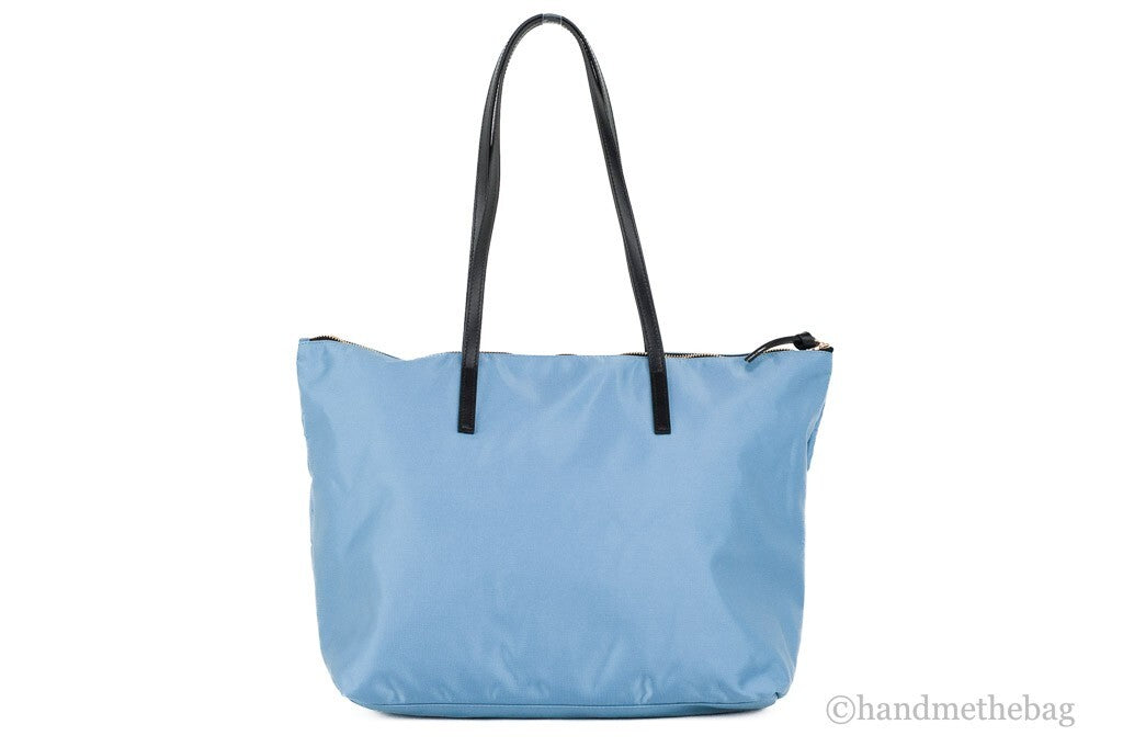 Versace Portuna Medusa Medium Top Handle Bag Cornflower Blue Nylon Leather