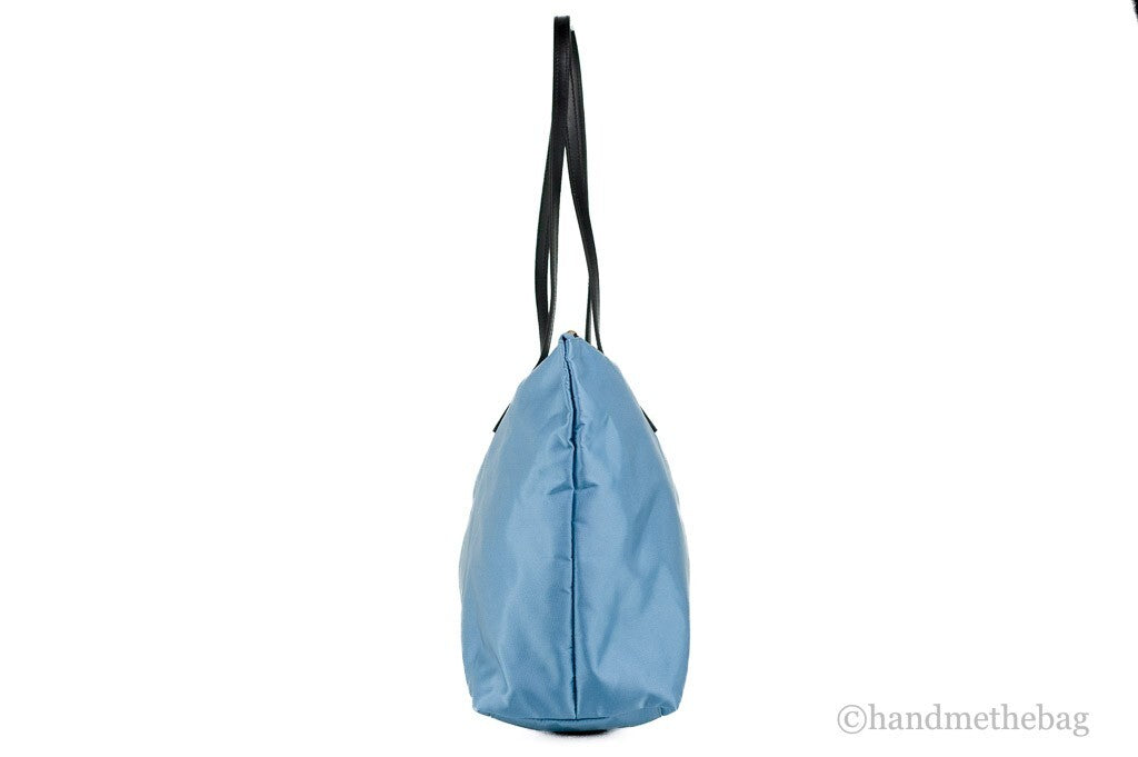 Versace Portuna Medusa Medium Top Handle Bag Cornflower Blue Nylon Leather