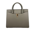 Versace Virtus Large Leather Top Handle Bag Tote Gray