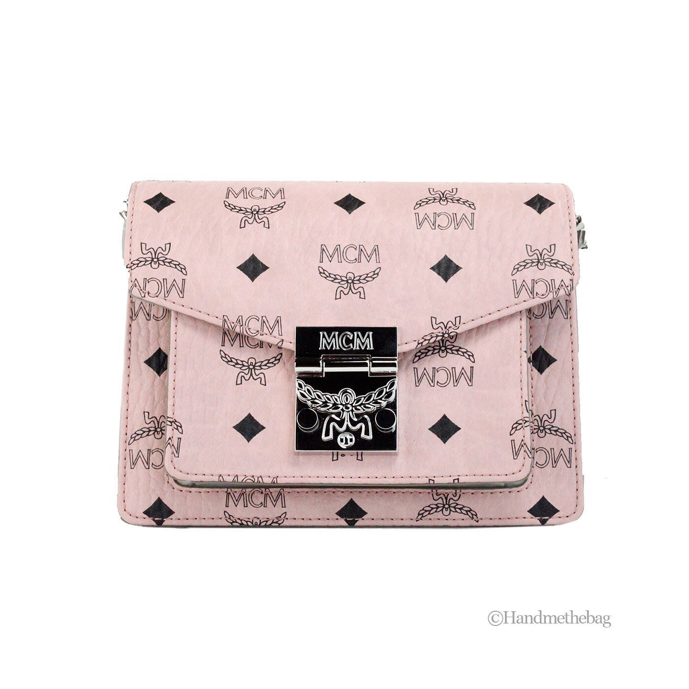MCM Signature Patricia Leather Mini Flap Lock Shoulder Bag