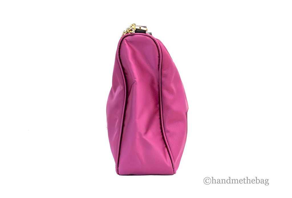 Versace Kleine Dahlia Nylon Stoff Medusa Anhänger Umhängetasche Schultertasche